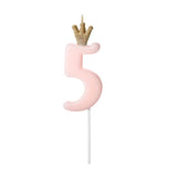 Pink Number 5 Crown Candle
