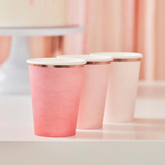 Ombre Pink & Rose Gold Cups 8pk - The Party Room