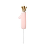Pink Number 1 Crown Candle