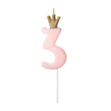 Pink Number 3 Crown Candle - The Party Room