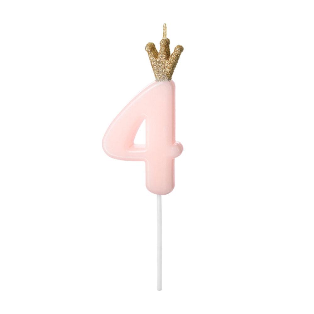 Pink Number 4 Crown Candle - The Party Room