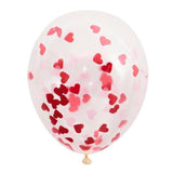Pink And Red Heart Confetti Balloons - 40cm 5pk