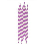 Purple Striped Paper Straws 20pk