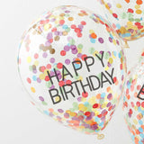 Happy Birthday Rainbow Confetti Balloons 5pk - The Party Room