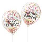 Happy Birthday Rainbow Confetti Balloons 5pk