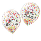 Happy Birthday Rainbow Confetti Balloons 5pk - The Party Room