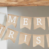 Hessian Burlap Merry Christmas Bunting - The Party Room