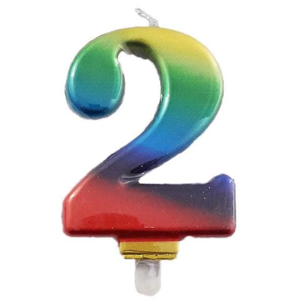 Metallic Rainbow Candle - Number 2 - The Party Room