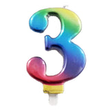 Metallic Rainbow Candle - Number 3 - The Party Room