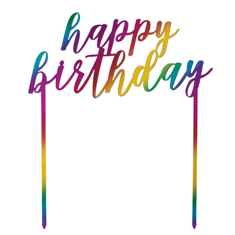 Rainbow Happy Birthday Cake Topper - The Party Room