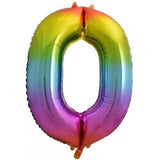 Rainbow Giant Foil Number Balloon - 0 - The Party Room