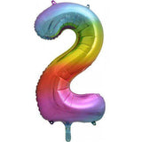 Rainbow Giant Foil Number Balloon - 2 - The Party Room