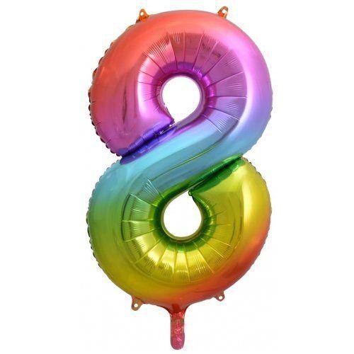 Rainbow Giant Foil Number Balloon - 8 - The Party Room