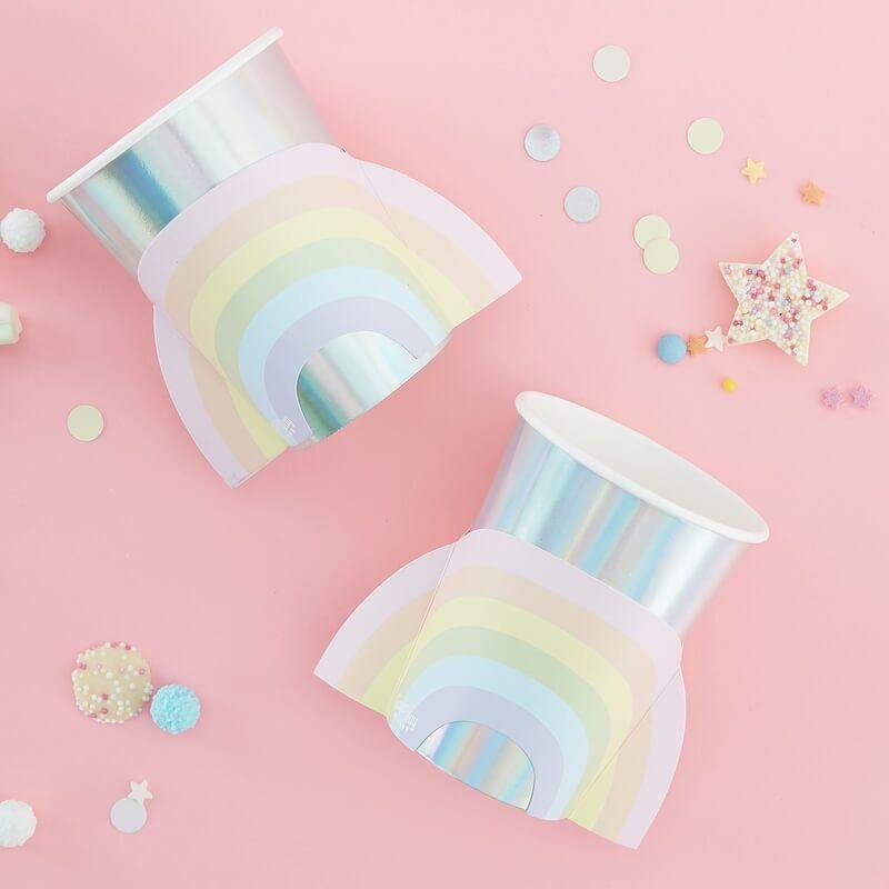 Pastel and Iridescent Rainbow Cups - The Party Room