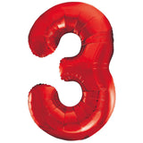 Red Giant Foil Number Balloon - 3 - The Party Room