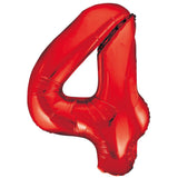 Red Giant Foil Number Balloon - 4 - The Party Room