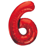 Red Giant Foil Number Balloon - 6 - The Party Room