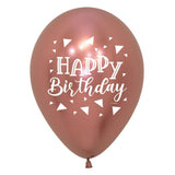 Metallic Rose Gold Happy Birthday Balloons