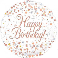 Sparkling Rose Gold Happy Birthday Foil Balloon - The Party Room