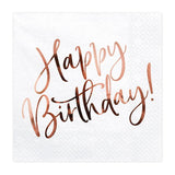 Rose Gold Happy Birthday Napkins 20pk
