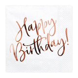 Rose Gold Happy Birthday Napkins - The Party Room