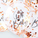 Rose Gold Oh Baby! Shower Confetti Balloons 5pk - The Party Room