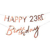 Customisable Milestone Rose Gold Birthday Banner - The Party Room