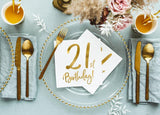 White & Gold 21st Birthday Napkins - The Party Room