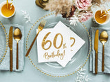 White & Gold 60th Birthday Napkins 20pk - The Party Room
