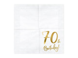 White & Gold 70th Birthday Napkins 20pk - The Party Room