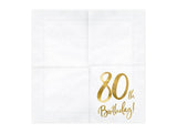 White & Gold 80th Birthday Napkins - The Party Room