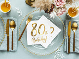 White & Gold 80th Birthday Napkins - The Party Room