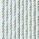 Light Blue & Gold Straws 10pk - The Party Room