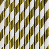 Gold Striped Straws 10pk - The Party Room