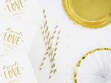 Gold Striped Straws 10pk - The Party Room