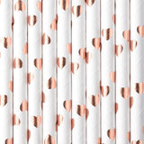 Rose Gold Heart Straws - The Party Room