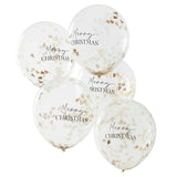Merry Christmas Confetti Balloons 5pk - The Party Room