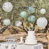 Sage & White Paper Lantern Hanging Decorations 8pk - The Party Room