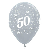 Satin Silver 50th Birthday Balloons - The Party Room