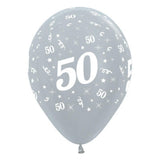 Satin Silver 50th Birthday Balloons