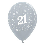 Satin Silver 21st Birthday Balloons