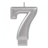 Metallic Silver Candle - Number 7 - The Party Room