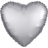 Satin Luxe Platinum Heart Foil Balloons - The Party Room