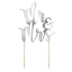 Silver Mr & Mrs Cake Topper - The Party Room