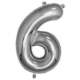 Silver Giant Foil Number Balloon - 6