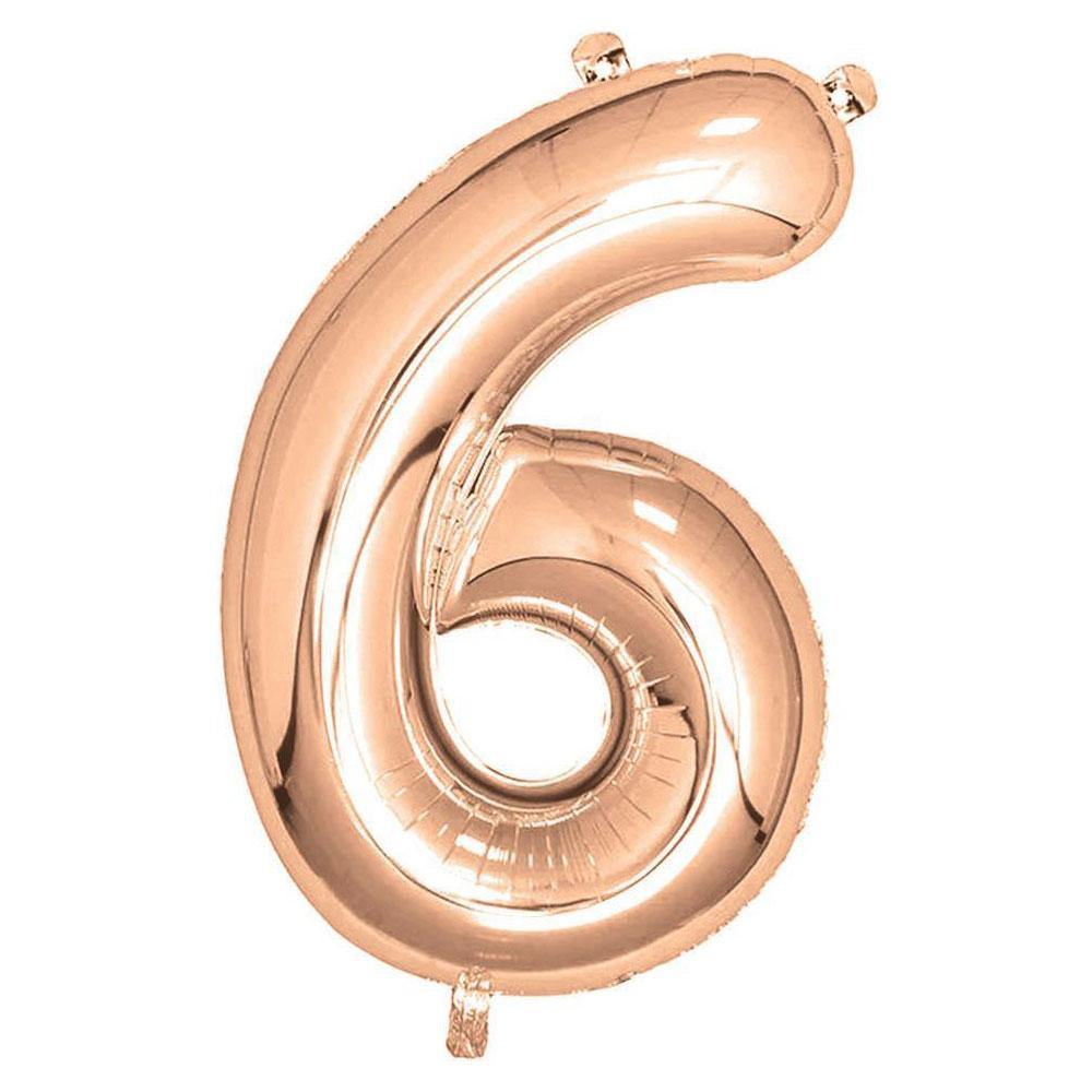 Rose Gold Giant Foil Number Balloon - 6 - The Party Room