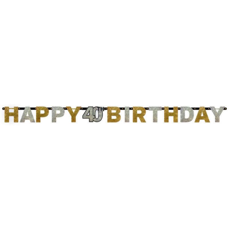 Sparkling 40th Birthday Banner - The Party Room