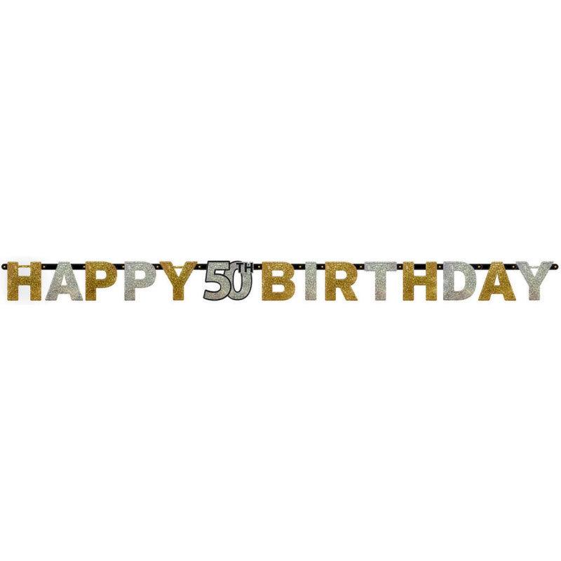 Sparkling 50th Birthday Banner - The Party Room