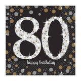 Sparkling Black 80th Birthday Napkins - The Party Room