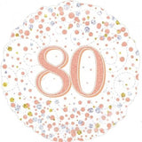 Sparkling Rose Gold 80th Birthday Foil Balloon
